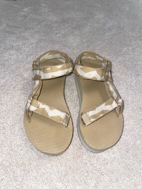 Teva Women's Tan and White Strappy Sandals